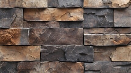 Rustic Brown and Gray Stacked Stone Wall Texture