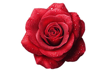Beautiful red rose with dew drops in close up
