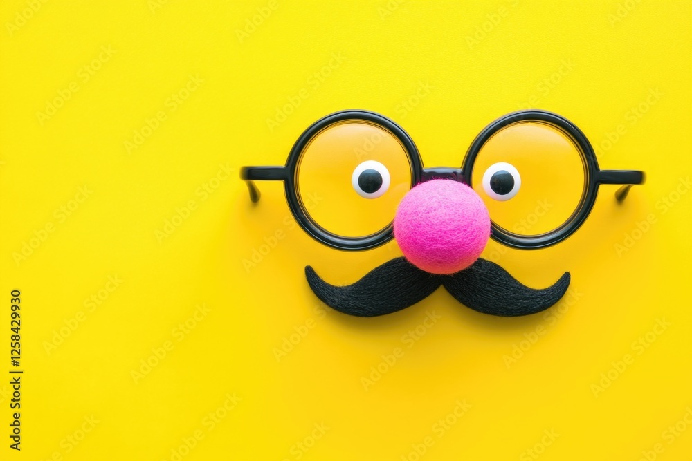 Poster a detailed image of a person's face with glasses and a distinctive pink nose, ideal for use in illus