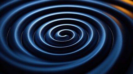 Blue background with spiral pattern for design. Banner template with white space in the center for text. Ideal for minimalist abstract wallpaper and contemporary design projects.