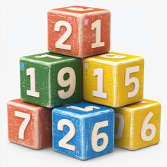 Colorful Wooden Number Blocks Stacked in a Playful Arrangement for Educational Purpose in Childrens Learning Environment
