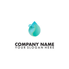 Peacock water logo vector. Combination water and a peacock symbol.