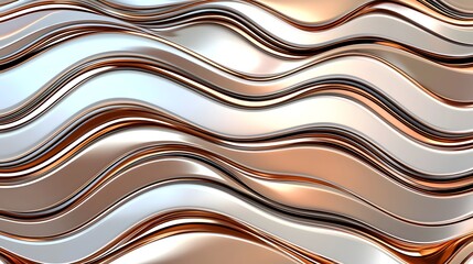 Obraz premium Abstract Metallic Waves in Bronze and Silver Tones