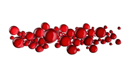 Red spheres floating on transparent background: a 3d render