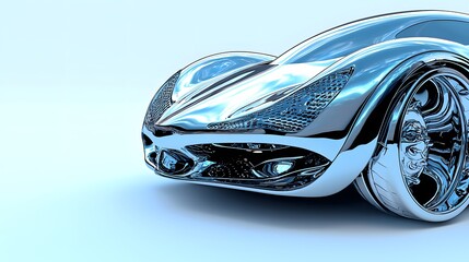 Naklejka premium Futuristic Chrome Sports Car Design on Light Background