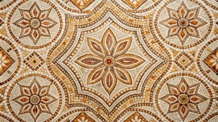 Intricate Stone Mosaic Tile Pattern Featuring Geometric Floral Designs
