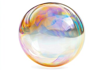 A single soap bubble floating on a plain white surface