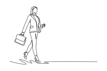 Business Woman concept. Single line draw design vector graphic illustration.