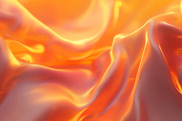 Obraz premium Smooth orange silk fabric folds, glowing softly with warm highlights.