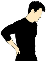 Silhouette Illustration of a Man Holding His Lower Back in Pain
