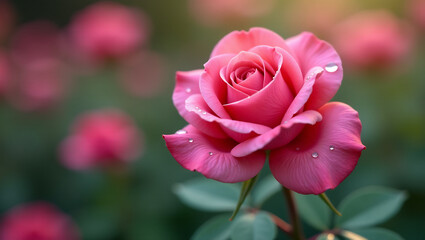Obraz premium Single Rose with Dewdrops, Elegant Simplicity