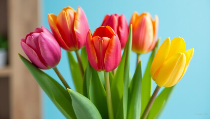 Naklejka premium Tulips in a Vase, Springtime Cheer