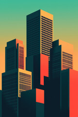Obraz premium Modern skyscrapers with bold geometric shapes and vibrant colors