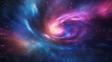 Fototapeta premium Ultra-realistic spiral galaxy with intricate swirling patterns glowing in vibrant blues purples and golds against a cosmic backdrop of stars and cosmic dust 