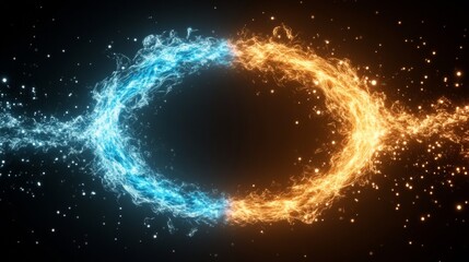 Obraz premium Abstract image of swirling blue and orange energy, creating a mesmerizing contrast of cool and warm tones.