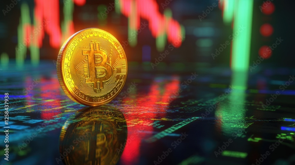 Aufkleber A bitcoin symbol sitting on a computer keyboard, great for financial and tech related concepts