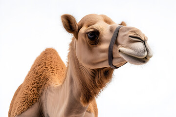 Obraz premium Closeup camel head isolated on white background