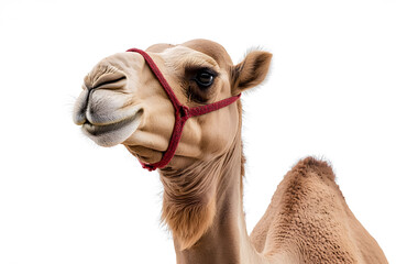 Obraz premium Closeup camel head isolated on white background