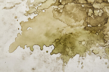 Watercolor blotches bleeding into textured paper, in soft earthy greens and browns.