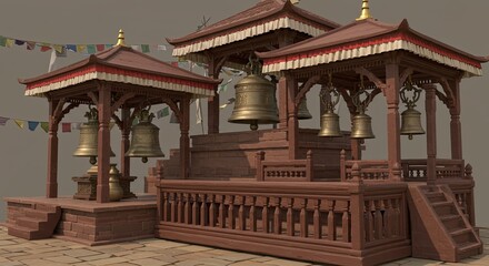 Obraz premium Nepali Theme 3D Illustration: A Visual Tribute to Culture & Heritage