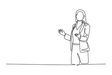 Business Woman concept. Single line draw design vector graphic illustration.