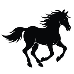 Obraz premium A wild horse silhouette galloping through a prairie, 