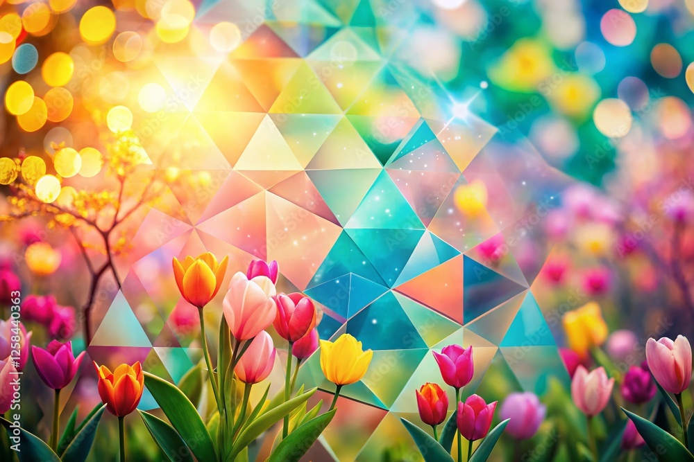 Wall mural Springtime Abstract Geometric Bokeh Background: Repeating Pattern Design