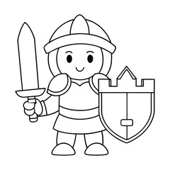 vector illustration of a knight for kids coloring book