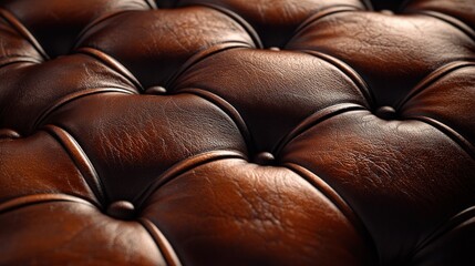 Obraz premium Close-up of brown tufted leather upholstery texture.