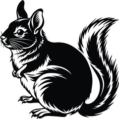 silhouette of a Chinchilla in side view, 