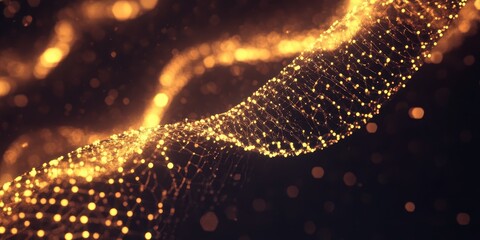 Entangled Luminous Network, Interconnected Gold Particles in the Void
