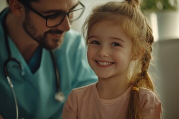 A pediatrician examines a young patient, building trust and providing care