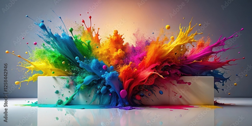 Leinwandbilder vibrant explosion of colorful paint splashing against a blank canvas, a dynamic display of creativit
