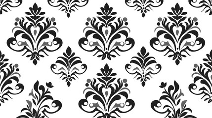Fototapeta premium Elegant Black and White Floral Damask Pattern for Textile Design