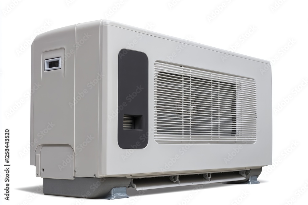 Aufkleber a single air conditioner unit sitting on a white floor, providing a clean and simple background for 