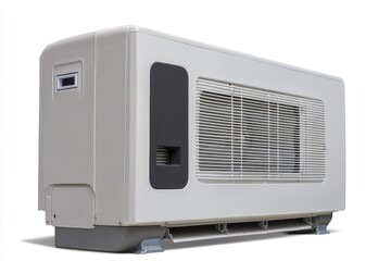 Obraz premium A single air conditioner unit sitting on a white floor, providing a clean and simple background for various uses