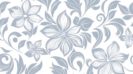 Obraz premium Elegant Floral Pattern with Light Gray and White Design Elements
