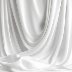 White draped fabric with soft folds and gentle texture- creating an elegant and smooth surface. Suitable for backgrounds- textile projects- or fabric-related designs.