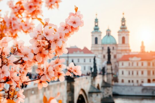 A university study abroad program where students are exploring a historic European city