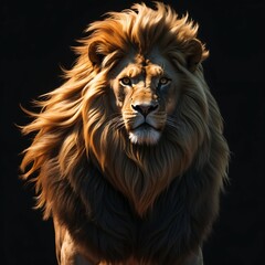 Naklejka premium Majestic Lion Portrait with Lush Mane