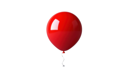 Single red balloon floating with transparent background