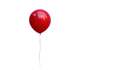 Single red balloon floating with transparent background