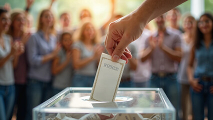 Winning Ticket Draw with Excited Crowd