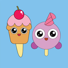 funny ice cream cones with cute face