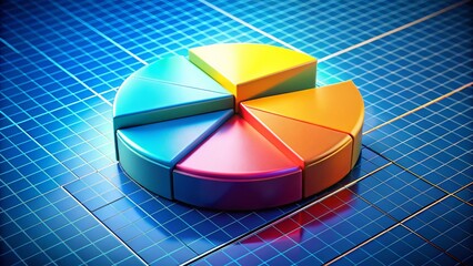 Fototapeta premium Aerial View 3D Pie Chart Gradient Colors Business Presentation Data Visualization