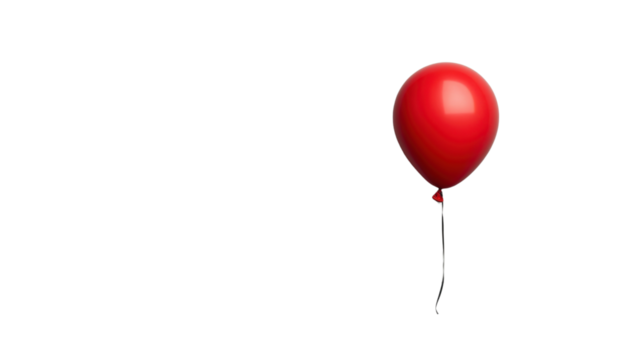 Single red balloon floating with transparent background