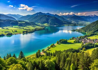 Fototapeta premium Stunning Panoramic View of Ossiacher See and Gerlitzen Alps, Carinthia, Austria