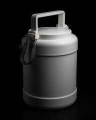 Obraz premium A realistic, high-quality product photo of a large plastic canister with a built-in handle and secure screw cap.