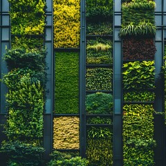 Fototapeta premium a tall building with many different types of plants growing on it