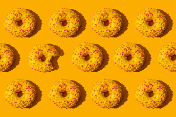 Yellow Donut Pattern with a Bitten Piece